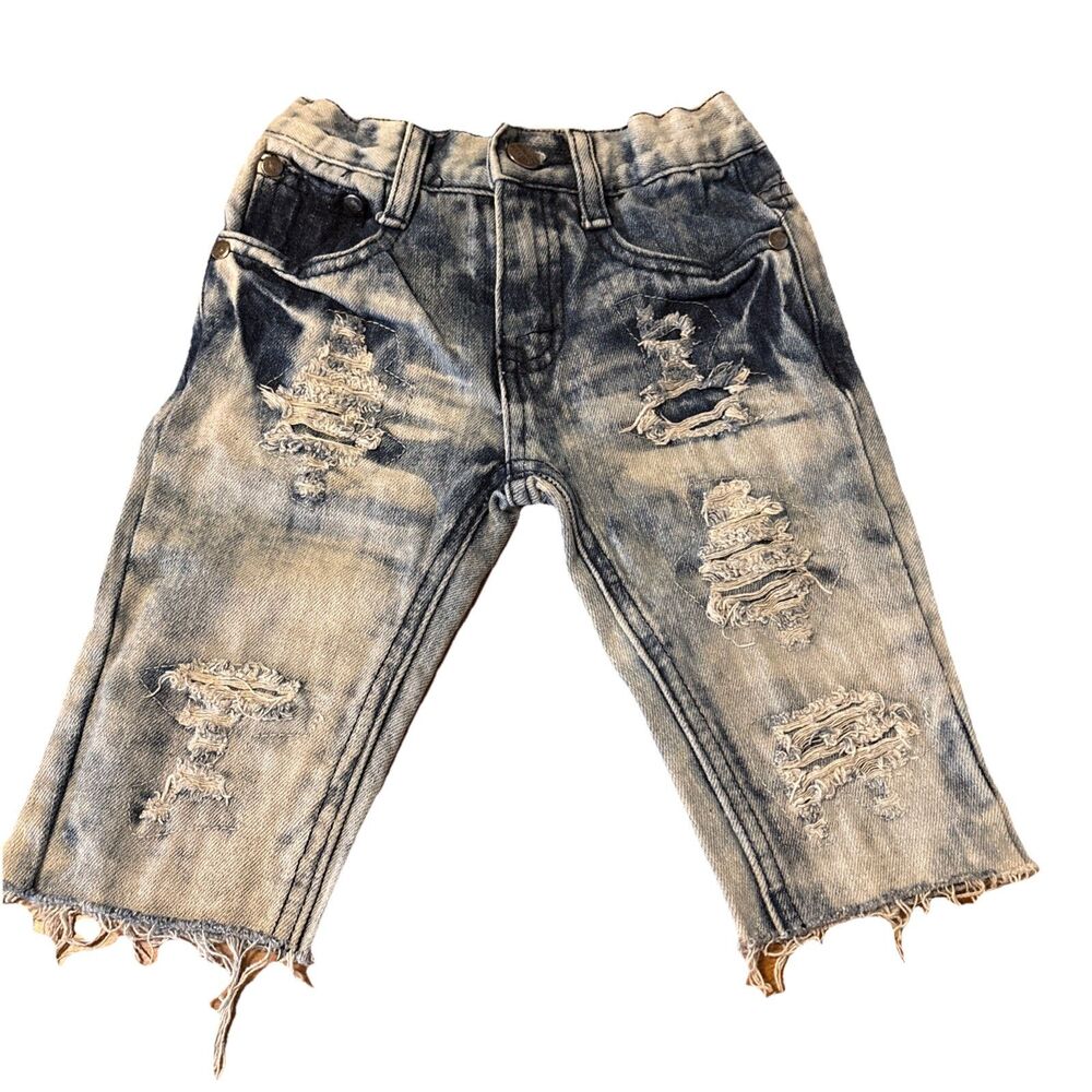 Sacred Crown  2T Light Blue Stonewash Toddler  Distressed Jeans Frayed Hem